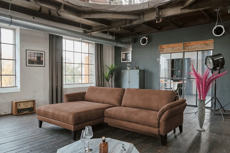 KAWOLA Sofa MALTA Ecksofa Stoff braun