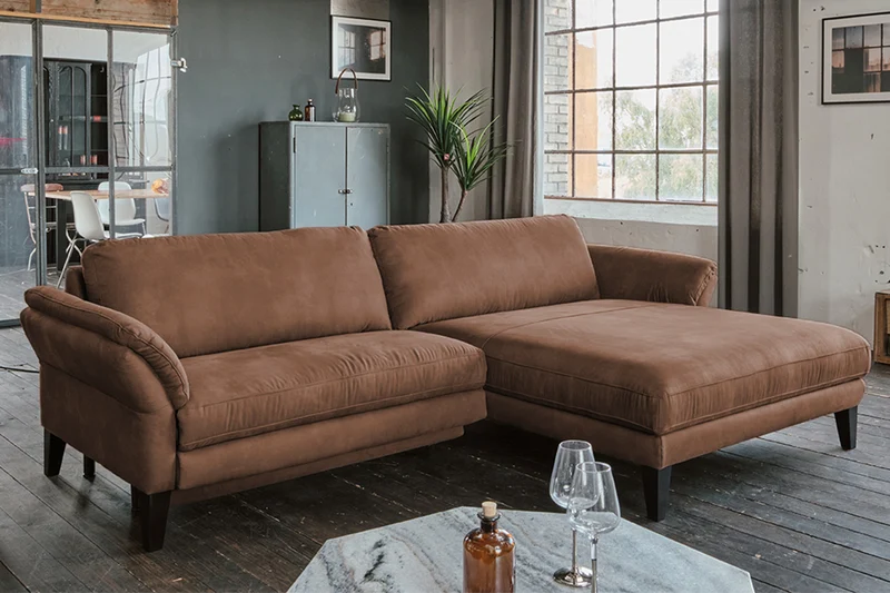 KAWOLA Sofa MALTA Ecksofa Stoff braun