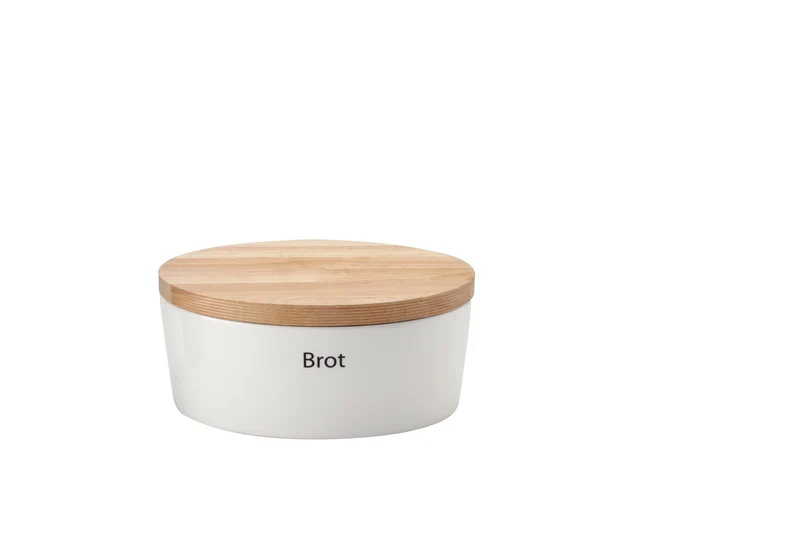 Continenta Aufbewahrung 'Brottopf oval mit Holzdeckel - Keramik' - 30 / 23 / 13,5 cm