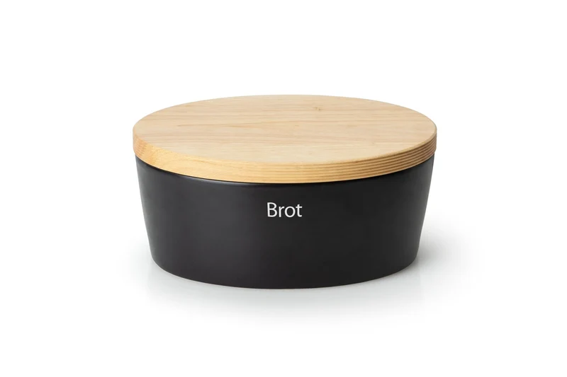 Continenta Aufbewahrung 'Brottopf oval mit Holzdeckel - Keramik' - 30 / 23 / 13,5 cm