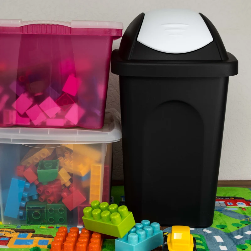 2x Mülleimer 30 Liter schwarz mit farbigem Schwingdeckel 29x36x51 cm Küche eckig Mülltonne, Abfalleimer Küche, Mistkübel, Trash Bin, Küchenabfalleimer, Papiermülleimer