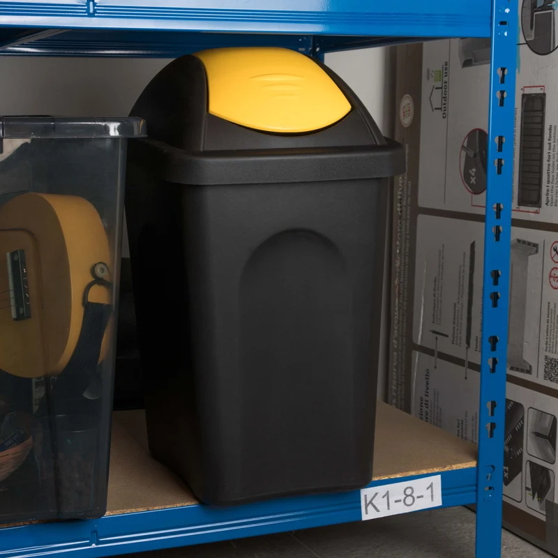 Mülleimer 30 Liter schwarz mit farbigem Schwingdeckel 29x36x51 cm Mülleimer Küche eckig Mülltonne, Abfalleimer Küche, Mistkübel, Trash Bin, Gelber Sack Mülleimer Deckel