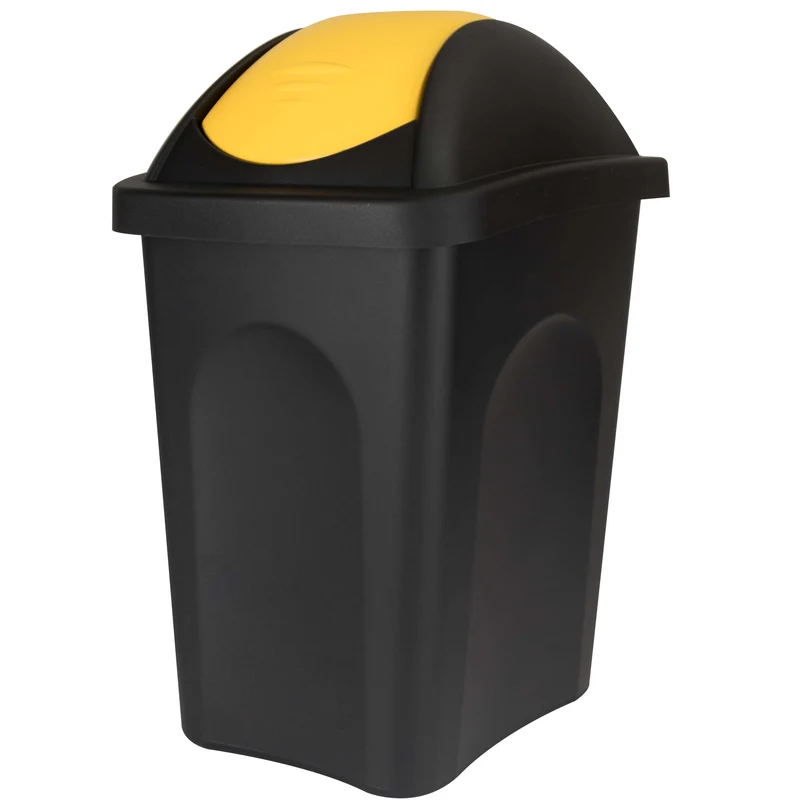Mülleimer 30 Liter schwarz mit farbigem Schwingdeckel 29x36x51 cm Mülleimer Küche eckig Mülltonne, Abfalleimer Küche, Mistkübel, Trash Bin, Gelber Sack Mülleimer Deckel