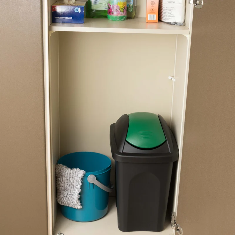 Mülleimer 30 Liter schwarz mit farbigem Schwingdeckel 29x36x51 cm Mülleimer Küche eckig Mülltonne, Abfalleimer Küche, Mistkübel, Trash Bin, Gelber Sack Mülleimer Deckel