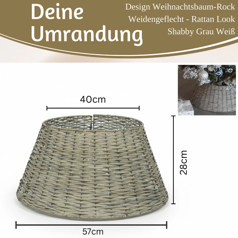 Weihnachtsbaum Rock Weide 57cm Grau Christmas Tree Skirt Christbaumständer