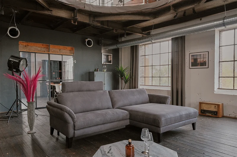 KAWOLA Sofa MALTA Ecksofa Stoff grau
