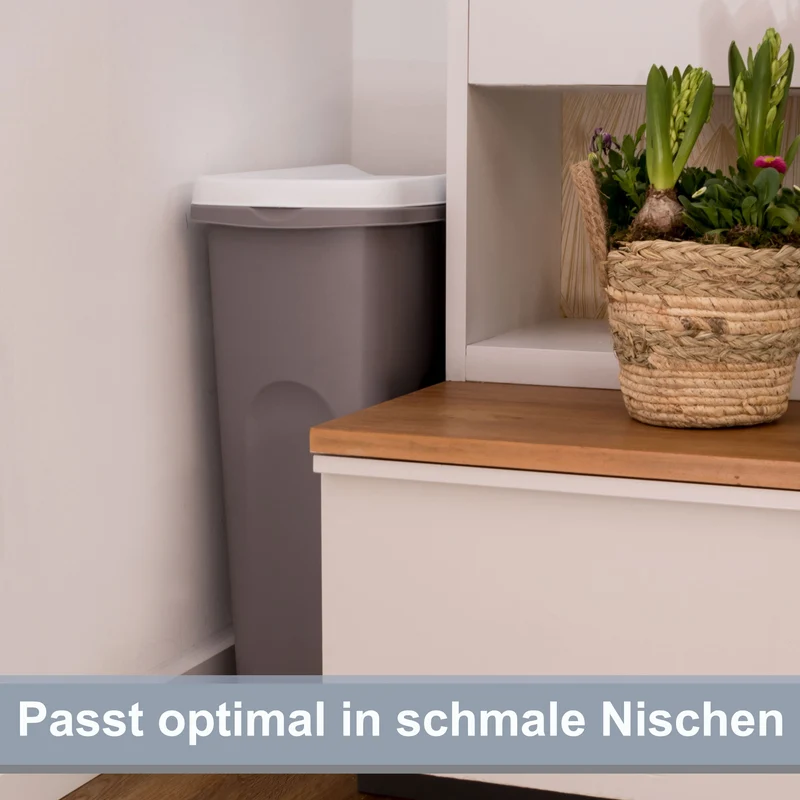 3x 40 Liter Mülleimer Rollen Schmal Deckel Müllsackhalterung Recycling Mülltrennung Abfalleimer Abfallbehälter Müll Küche rechteckig Abfallsammler Kunststoff Eimer Mülltonne