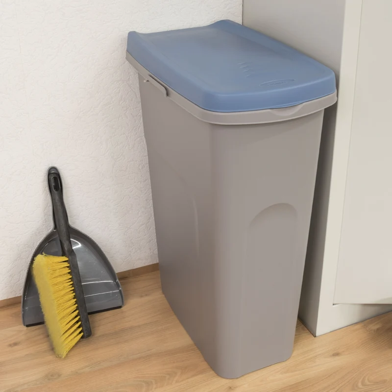 3x 40 Liter Mülleimer Rollen Schmal Deckel Müllsackhalterung Recycling Mülltrennung Abfalleimer Abfallbehälter Müll Küche rechteckig Abfallsammler Kunststoff Eimer Mülltonne