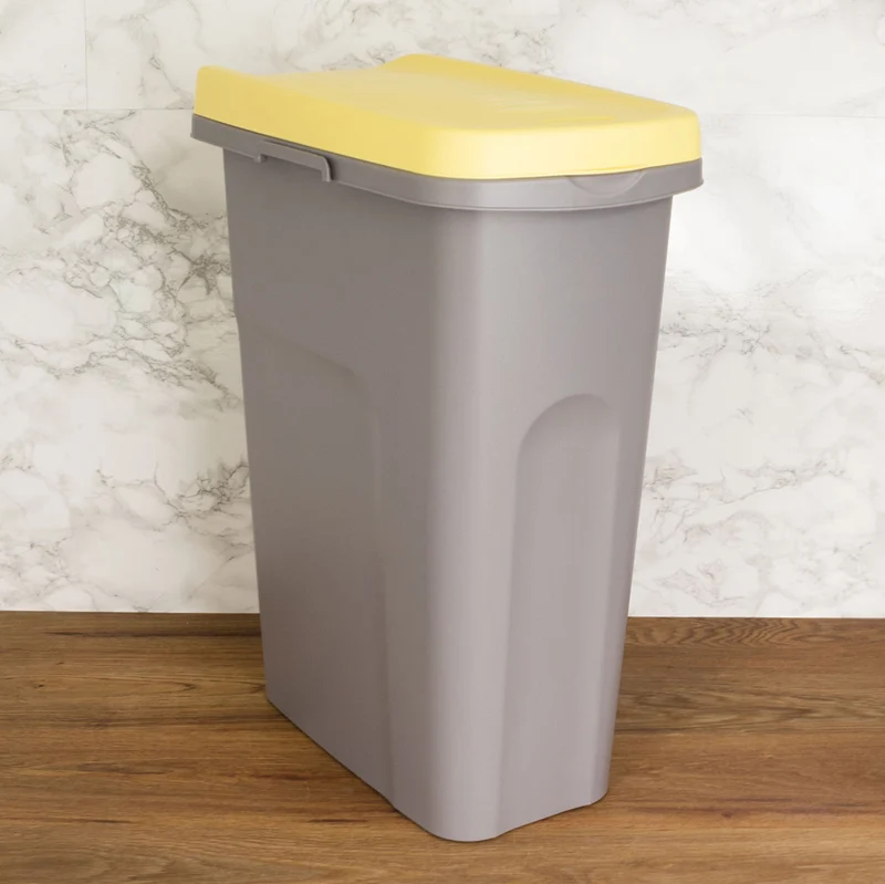 40 Liter Mülleimer Schmal Müllsackhalterung Rollen Deckel Recycling Mülltrennung Abfalleimer Abfallbehälter Müll Küche rechteckig Abfallsammler Liter Kunststoff Eimer Mülltonne