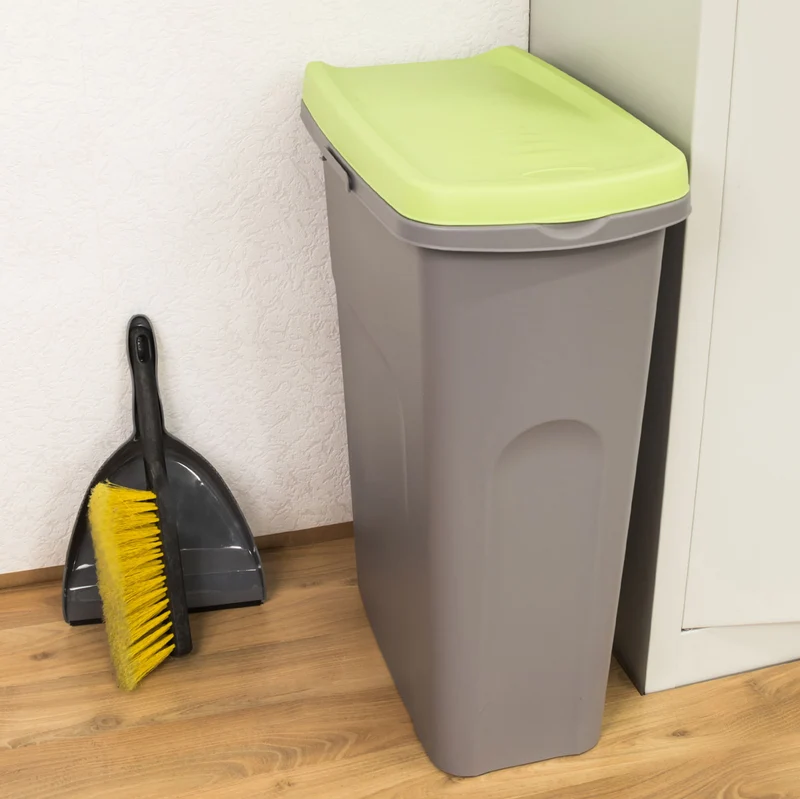 40 Liter Mülleimer Schmal Müllsackhalterung Rollen Deckel Recycling Mülltrennung Abfalleimer Abfallbehälter Müll Küche rechteckig Abfallsammler Liter Kunststoff Eimer Mülltonne