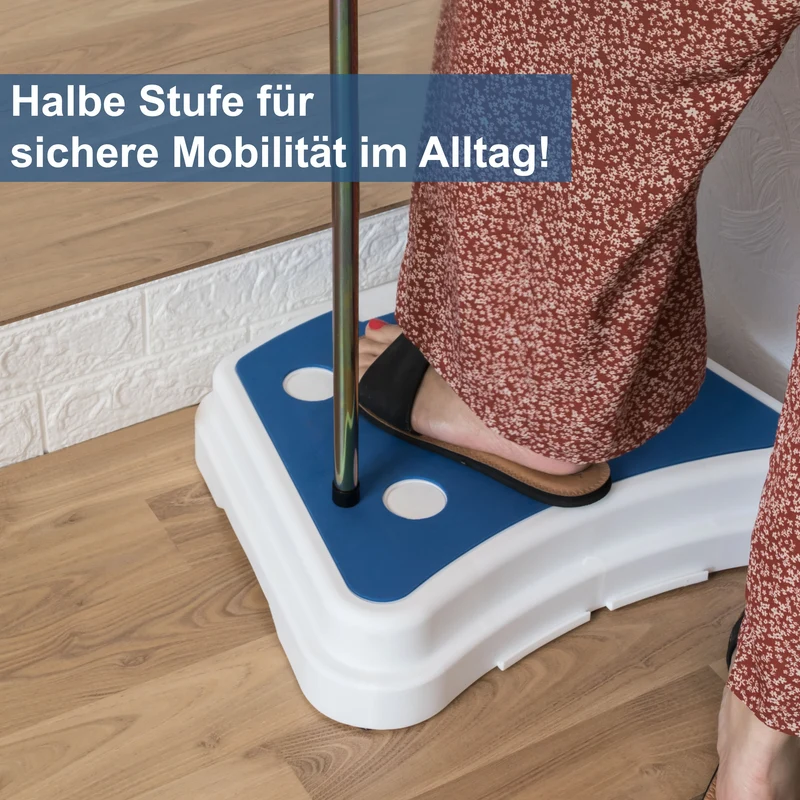 Caravan Trittstufe 48x38x10 cm Halbe Stufe aus Kunststoff bis zu 150kg belastbar mit Anti-Rutsch-Trittfläche Einstiegshilfe Einzeltritt Faltbar Wohnwagen Wohnmobil Fußbank Trittleiter