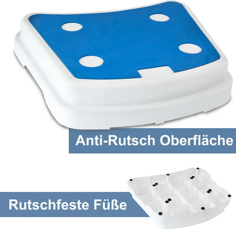 Caravan Trittstufe 48x38x10 cm Halbe Stufe aus Kunststoff bis zu 150kg belastbar mit Anti-Rutsch-Trittfläche Einstiegshilfe Einzeltritt Faltbar Wohnwagen Wohnmobil Fußbank Trittleiter