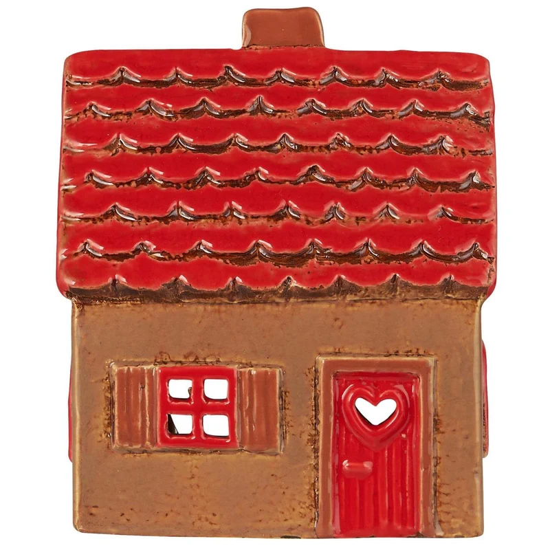Teelichthaus Lichterhaus Nyhavn 14cm Braun Rot Keramik Fachwerkhaus Teelichthalter