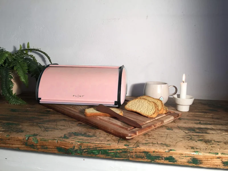 Vintage Brotkasten Rose 34cm Metall Retro Brotbox Aufbewahrungskorb