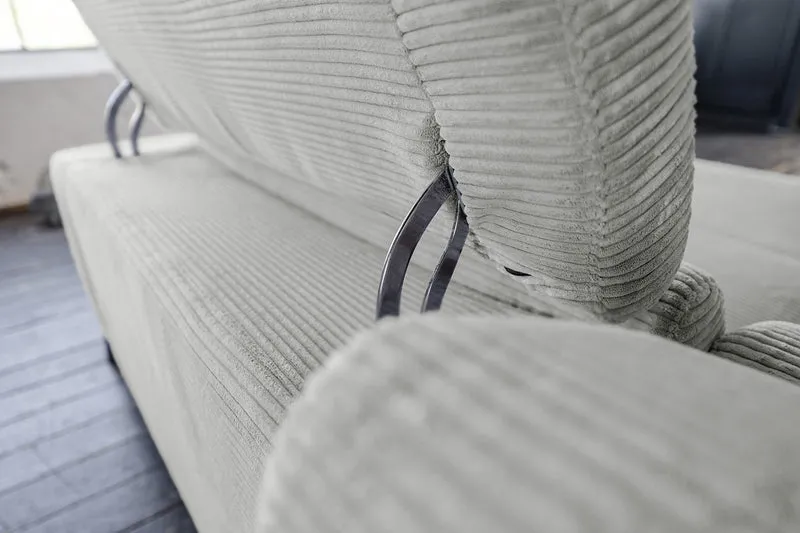 KAWOLA Sofa LAISKA Ecksofa Relaxfunktion teilmotorisch Cord hellgrau