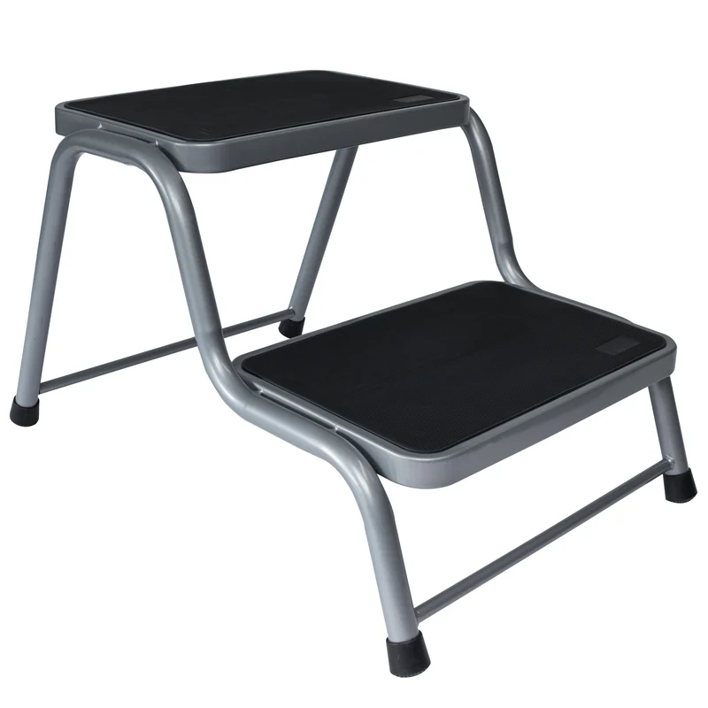 Caravan Trittleiter 2 Stufen Leiter 45x64x38 cm aus Stahl bis zu 150kg belastbar mit Anti-Rutsch-Trittfläche Doppeltrittstufe Einstiegshilfe Wohnwagen Wohnmobil Doppelstufe Zweistufiger Tritthocker