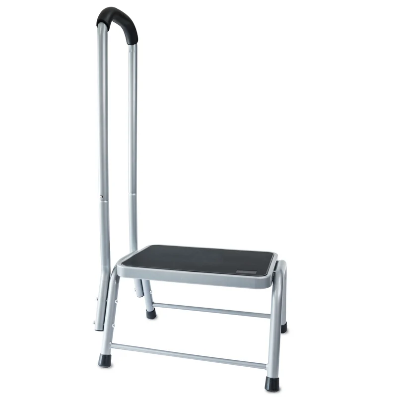 Caravan Trittstufe 45x37x26 cm mit Haltegriff aus Stahl bis zu 150kg belastbar mit Anti-Rutsch-Trittfläche Einstiegshilfe Einzeltritt Wohnwagen Wohnmobil Fußbank Trittleiter