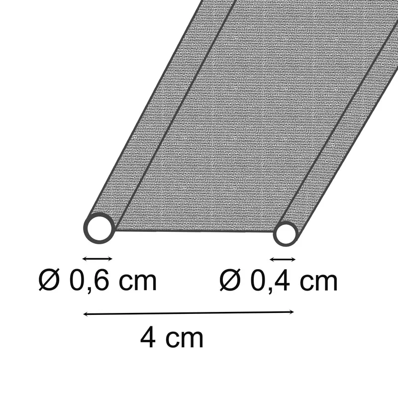 Doppelkederband - Meterware Kederband Ø4/6mm Bandbreite 4 cm Adapter für Wohnwagen Wohnmobil Caravan | Zeltkeder Vorzelt - Keder Verbindung - robust und biegsam - grau - Dualkeder Textilmantel