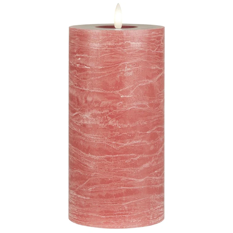 IB Laursen 3D LED Stumpenkerze 20cm Rosa Nyhavn Echtwachs flackernde Blockkerze