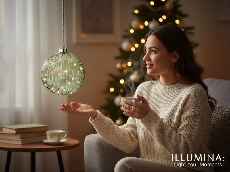 XL Deko Glas Lichtkugel 30LED 14cm Grün Silber Glaskugel Timer Batterie Anhängen