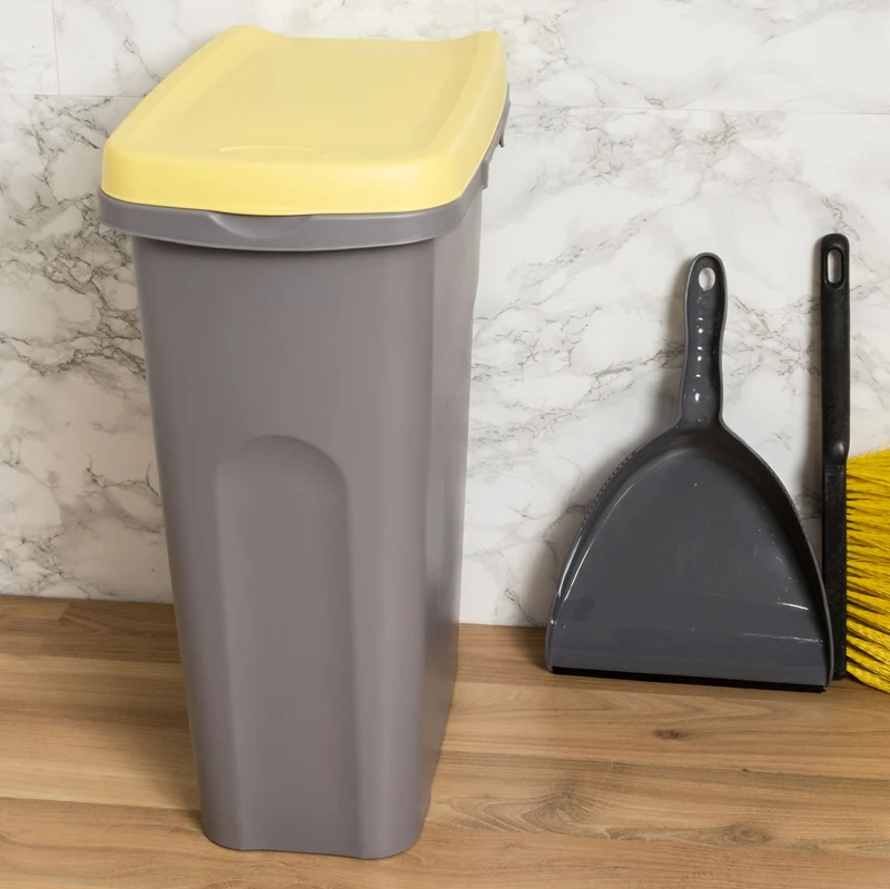 25 Liter Mülleimer schmal Klapp-Deckel Müllsackhalterung 39x24x51 cm Recycling Mülltrennung Abfalleimer Abfallbehälter Müll Küche rechteckig Abfallsammler 25 Liter Kunststoff Eimer Mülltonne