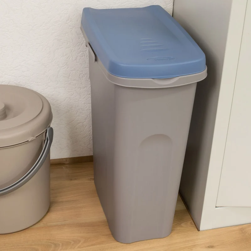 25 Liter Mülleimer schmal Klapp-Deckel Müllsackhalterung 39x24x51 cm Recycling Mülltrennung Abfalleimer Abfallbehälter Müll Küche rechteckig Abfallsammler 25 Liter Kunststoff Eimer Mülltonne
