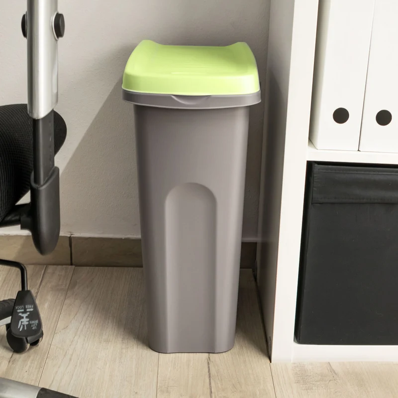 25 Liter Mülleimer schmal Klapp-Deckel Müllsackhalterung 39x24x51 cm Recycling Mülltrennung Abfalleimer Abfallbehälter Müll Küche rechteckig Abfallsammler 25 Liter Kunststoff Eimer Mülltonne