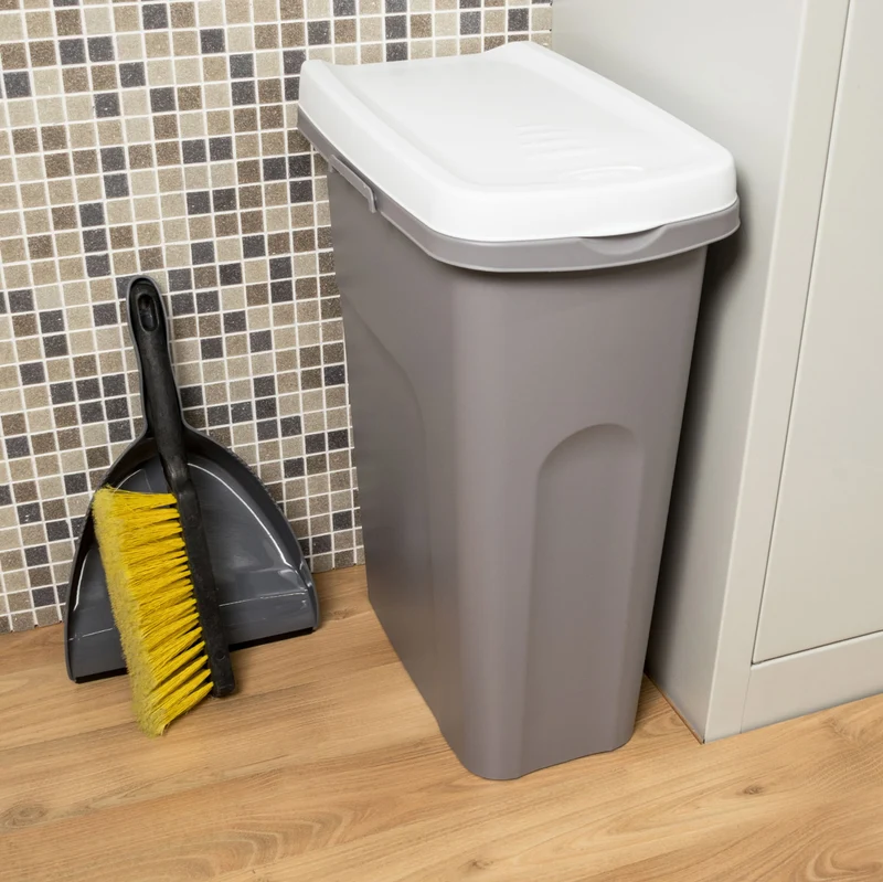 25 Liter Mülleimer schmal Klapp-Deckel Müllsackhalterung 39x24x51 cm Recycling Mülltrennung Abfalleimer Abfallbehälter Müll Küche rechteckig Abfallsammler 25 Liter Kunststoff Eimer Mülltonne
