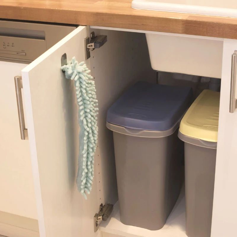 2x Mülleimer 15 Liter schmal Deckel Recycling Mülltrennung Abfalleimer Abfallbehälter Müll Küche rechteckig Abfallsammler Kunststoff Eimer Mülltonne Schmal Müllsackhalterung
