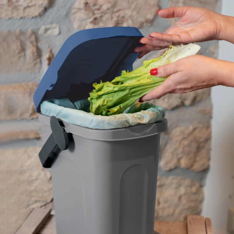 2x Abfalleimer 7 Liter 23x19x30,5cm - mit Gummidichtung im Deckel mit dem Henkel verschließbar - Geruchstdichter Mülleimer Biomüll Windeleimer Wickeleimer Hygieneeimer Katzeneimer Küche Kompost