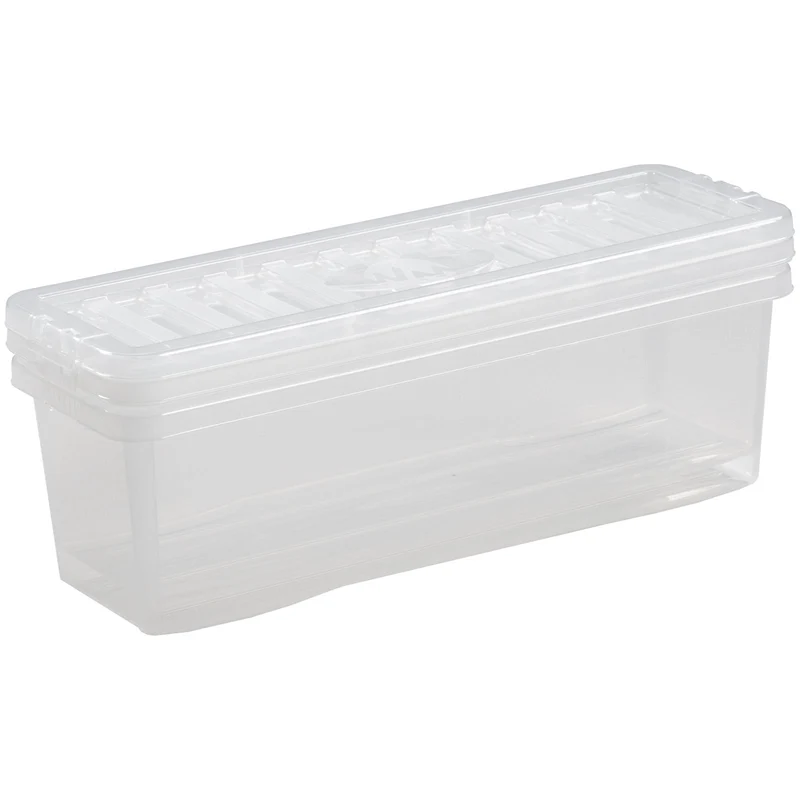 AUFBEWAHRUNGSBOX 18 CM HOCH - für je 52 Musik CDs - Aufbewahrungsbox mit Deckel 60x20x18cm - transparent klar - stapelbar - Kunststoff Box - Stapelkiste Unterbettkommode