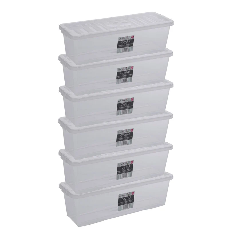 AUFBEWAHRUNGSBOX 18 CM HOCH - für je 52 Musik CDs - Aufbewahrungsbox mit Deckel 60x20x18cm - transparent klar - stapelbar - Kunststoff Box - Stapelkiste Unterbettkommode