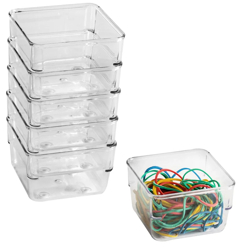Schubladen Ordnungssystem 8x8 cm klar transparent 5 cm hoch Antislip - Organizer für Schminktisch Kosmetik Bad Küche Büro Box Kiste Besteck Aufbewahrungsbox klein Ordnungsbox Schubladeneinsatz