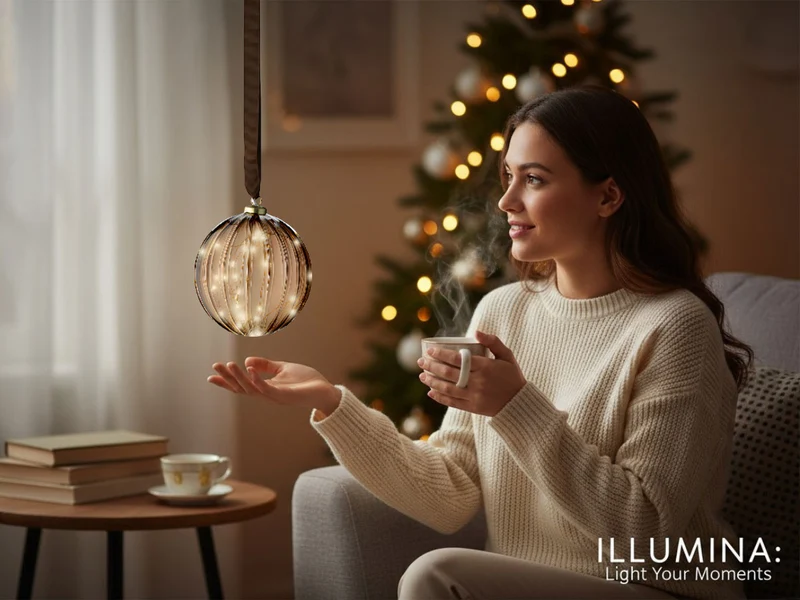 XL Deko Glas Lichtkugel 30LED 14cm Gold Braun Glaskugel Timer Batterie Anhängen