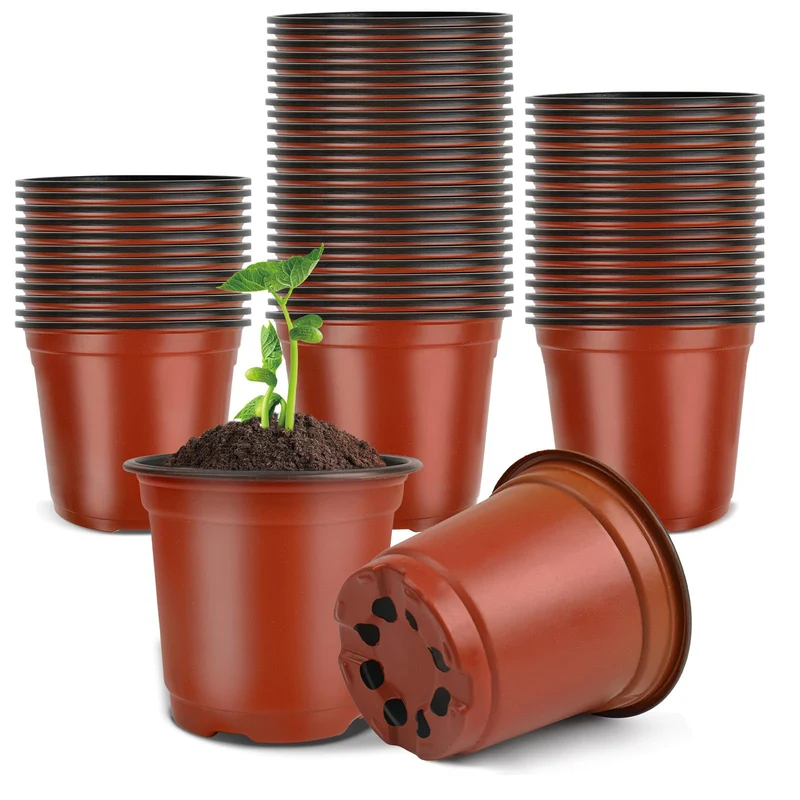 PEYOU Anzuchttöpfe,[100 Stück,10cm] Umweltfreundliche Pflanztöpfe, Wiederverwendbar, Plastik Blumentopf für Garten und Pflanzenanzucht, Ideal für Setzlinge und Sämlinge