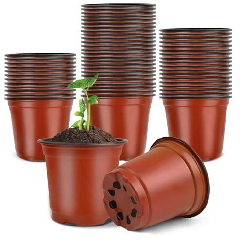 PEYOU Anzuchttöpfe,[100 Stück,10cm] Umweltfreundliche Pflanztöpfe, Wiederverwendbar, Plastik Blumentopf für Garten und Pflanzenanzucht, Ideal für Setzlinge und Sämlinge