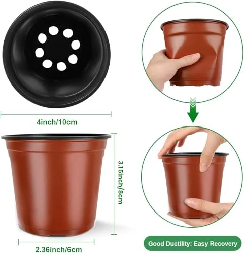 PEYOU Anzuchttöpfe,[100 Stück,10cm] Umweltfreundliche Pflanztöpfe, Wiederverwendbar, Plastik Blumentopf für Garten und Pflanzenanzucht, Ideal für Setzlinge und Sämlinge