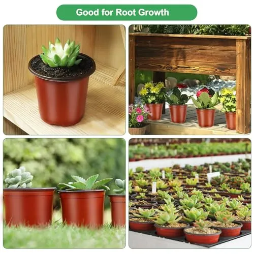PEYOU Anzuchttöpfe,[100 Stück,10cm] Umweltfreundliche Pflanztöpfe, Wiederverwendbar, Plastik Blumentopf für Garten und Pflanzenanzucht, Ideal für Setzlinge und Sämlinge