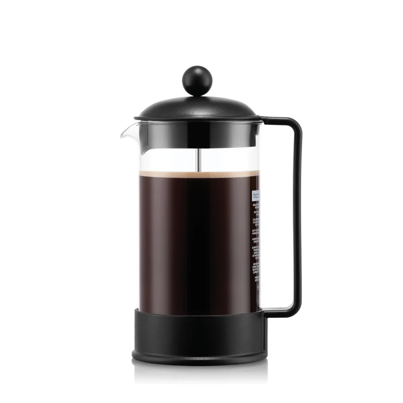 Bodum French Press Brazil - 1L / 8 Tassen Kaffeezubereiter - Hitzebeständiges Glas & Edelstahlfilter - BPA-frei Spülmaschinenfest - Klassische Pressstempelkanne - Made in Portugal