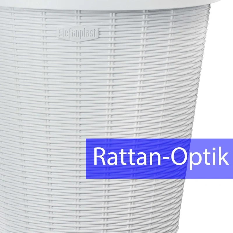 Mülleimer 10 Liter rund Ø28,5x39cm Rattanoptik Schwingdeckel Schwingdeckeleimer Kunststoff Küche Büro Bad Putzeimer Kosmetikeimer Papierkorb Eimer Abfalleimer Abfallbehälter Mülltonne Müll Abfallsammler