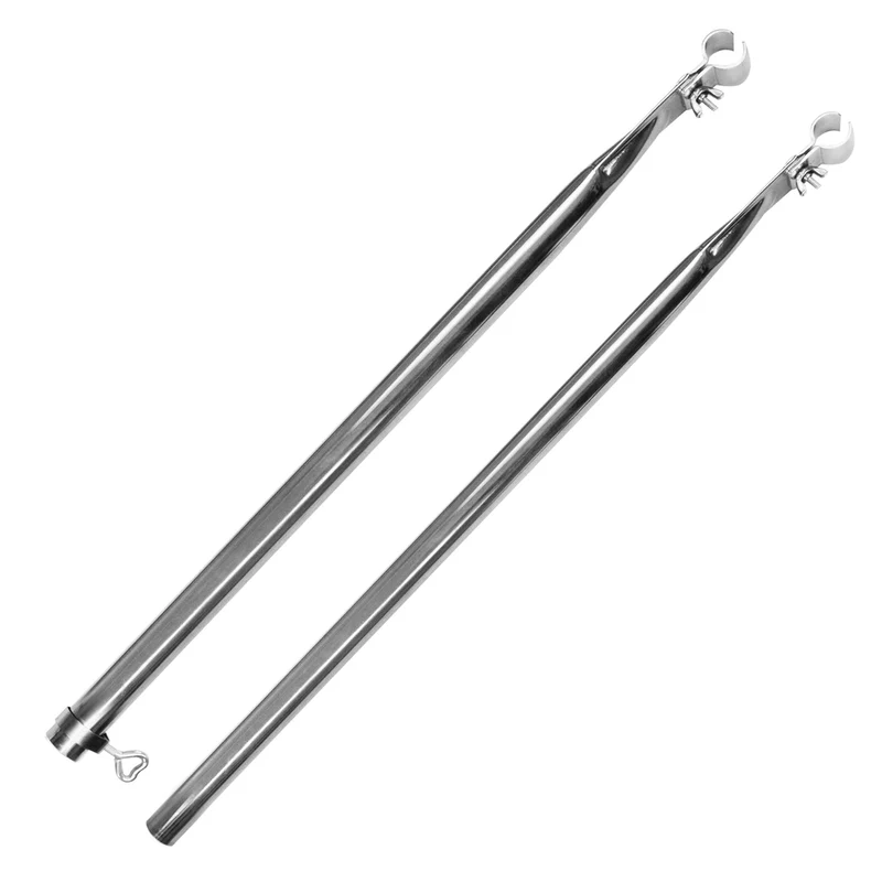 Stahl Zeltstange - Dachauflagestange mit 2x Klemmen - teleskopierbar 75-125cm - Ø22/19mm - 2 Teile - Ersatz Gestänge für Zelt Vorzelt Camping Zubehör Teleskopstange 2tlg