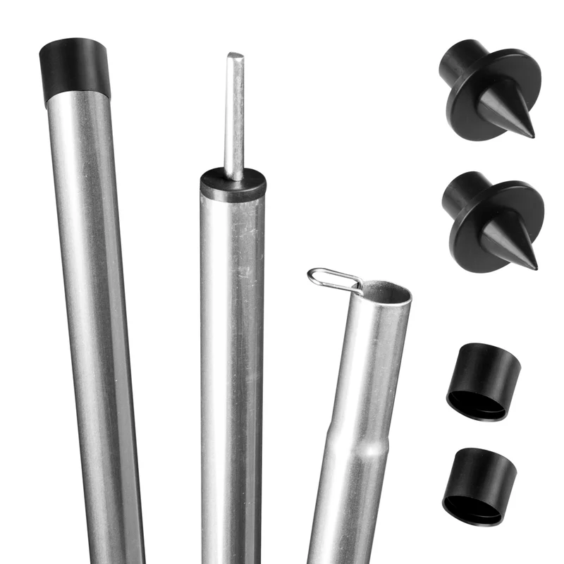 Stahl Zeltstange - mit Spitze - Teleskopstange 140-200 cm - Aufstellstange Ø19/16mm | Tarpstange - Sonnensegel