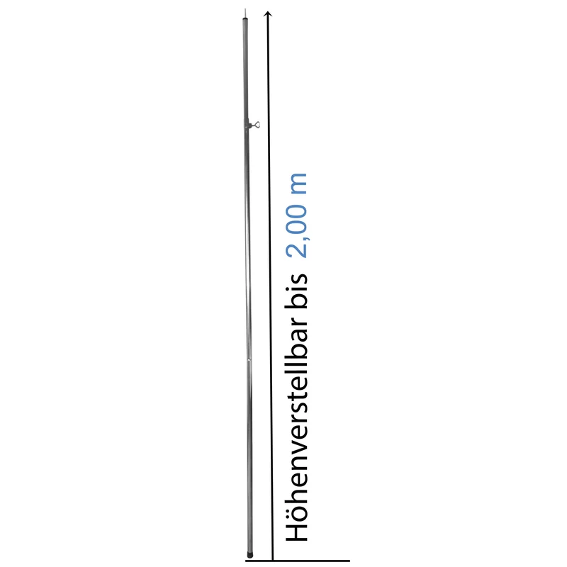 Stahl Zeltstange - mit Spitze - Teleskopstange 140-200 cm - Aufstellstange Ø19/16mm | Tarpstange - Sonnensegel
