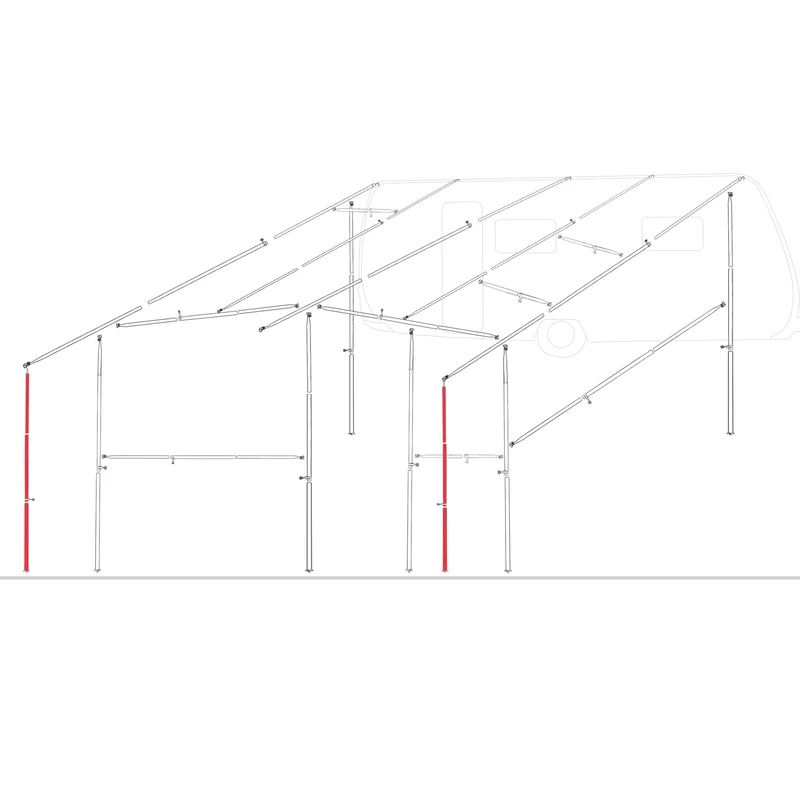 Stahl Zeltstange - mit Spitze - Teleskopstange 140-200 cm - Aufstellstange Ø19/16mm | Tarpstange - Sonnensegel