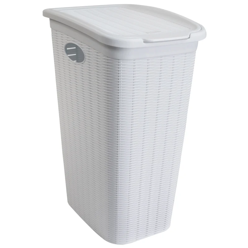 Wäschekorb 36 Liter schmal - Rattanoptik mit Deckel - Wäschesammler mit Löcher 39x29x54cm Wäschebox Wäschesortierer Haushaltskorb Korb Haushalt Kunststoff Wäschetruhe Wäschetonne Wäschesack