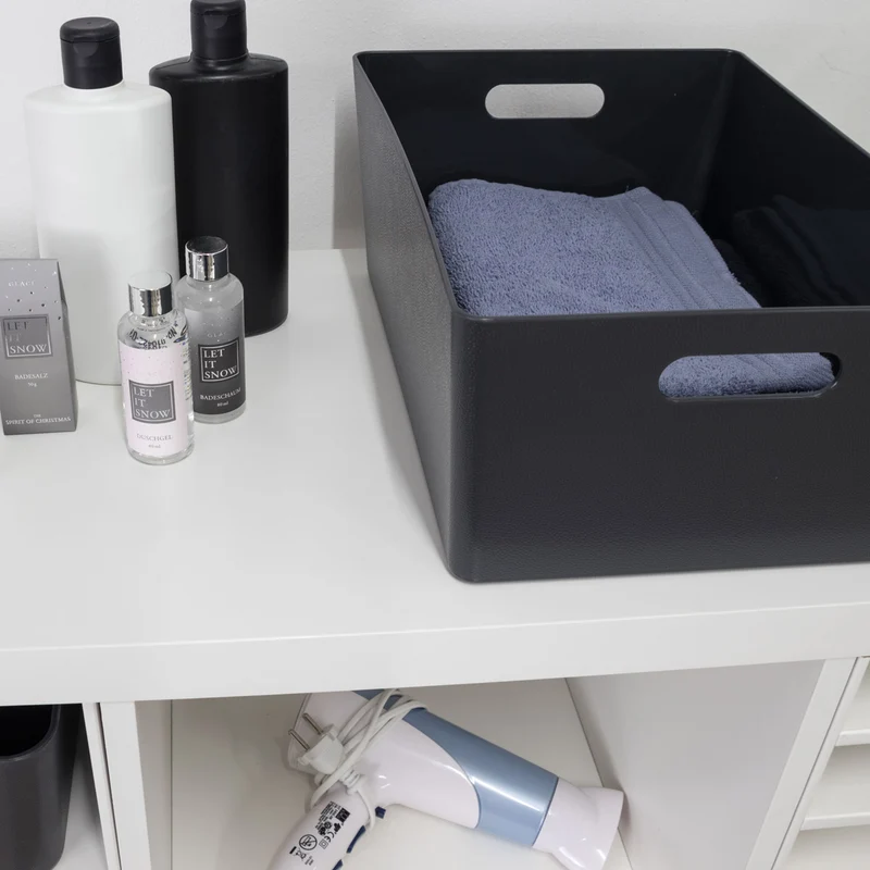 Ordnungsbox - Lederoptik - DINA4 - 35x26x15cm - 11.5 Liter - Ordnungskorb - Schubladenorganizer - Organizerbox Ordnungssystem Aufbewahrung