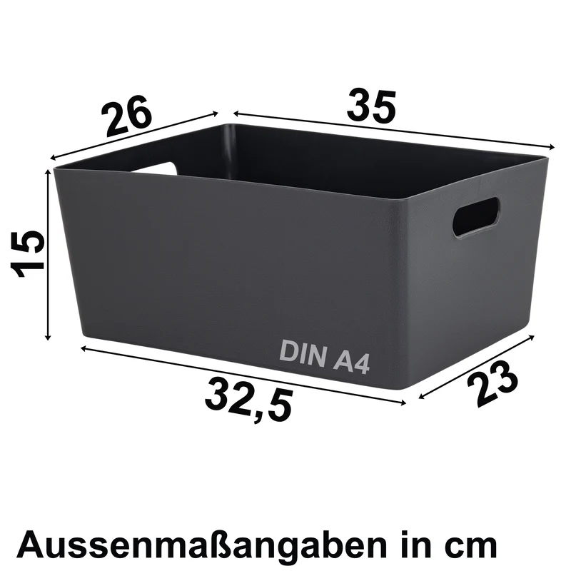 Ordnungsbox - Lederoptik - DINA4 - 35x26x15cm - 11.5 Liter - Ordnungskorb - Schubladenorganizer - Organizerbox Ordnungssystem Aufbewahrung