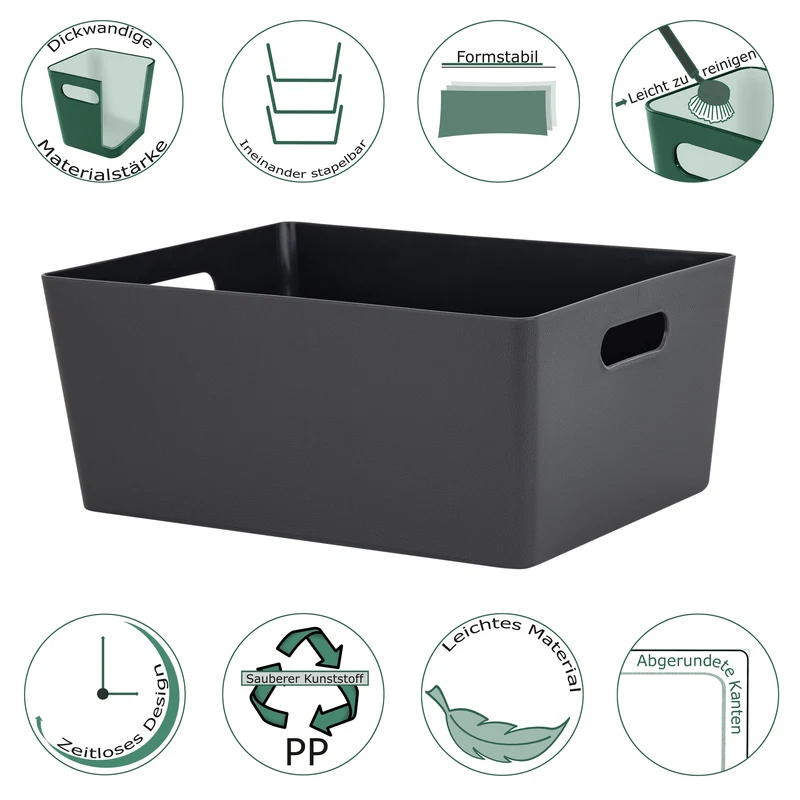 Ordnungsbox - Lederoptik - DINA4 - 35x26x15cm - 11.5 Liter - Ordnungskorb - Schubladenorganizer - Organizerbox Ordnungssystem Aufbewahrung
