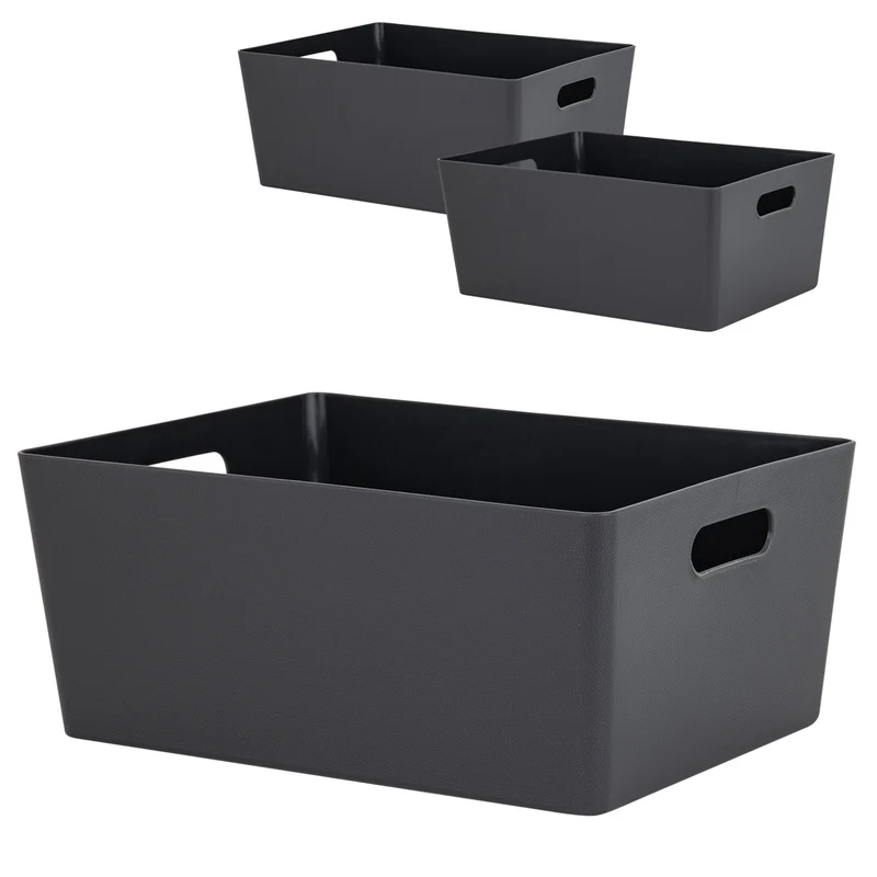 Ordnungsbox - Lederoptik - DINA4 - 35x26x15cm - 11.5 Liter - Ordnungskorb - Schubladenorganizer - Organizerbox Ordnungssystem Aufbewahrung