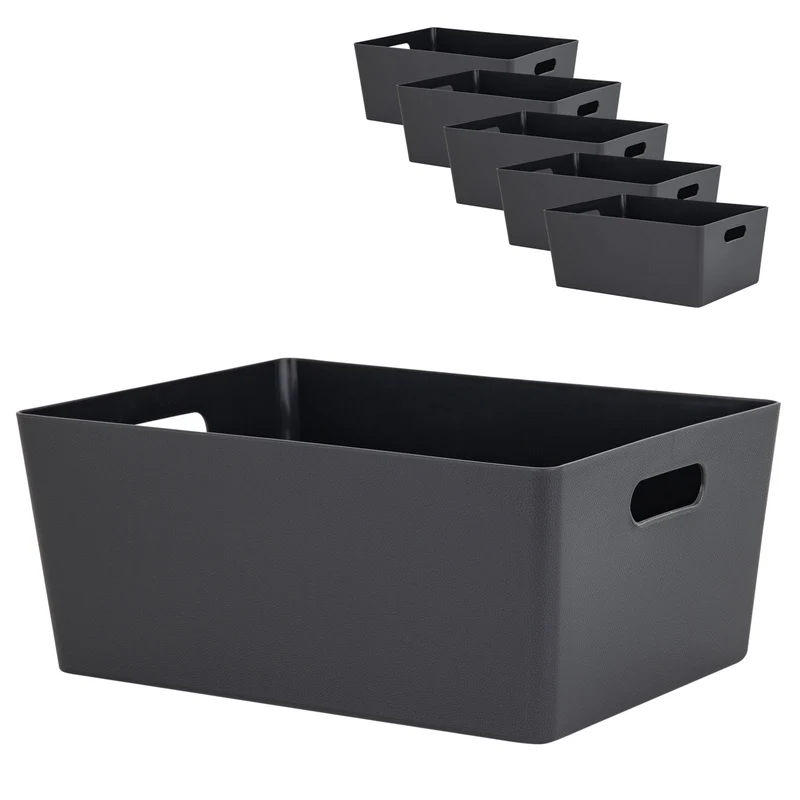Ordnungsbox - Lederoptik - DINA4 - 35x26x15cm - 11.5 Liter - Ordnungskorb - Schubladenorganizer - Organizerbox Ordnungssystem Aufbewahrung